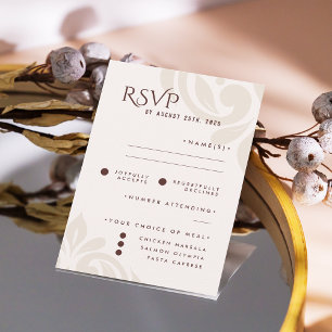 Clásico Damask Mahogany Red Photo Wedding RSVP