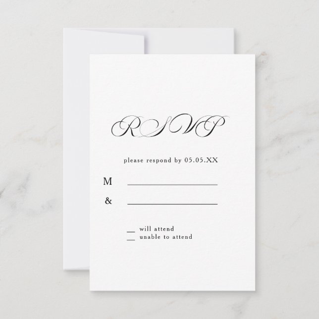 Clásico de caligrafía eterna Boda blanca RSVP (Reverso)
