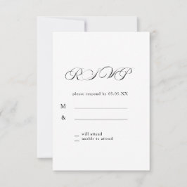 Clásico de caligrafía eterna Boda blanca RSVP
