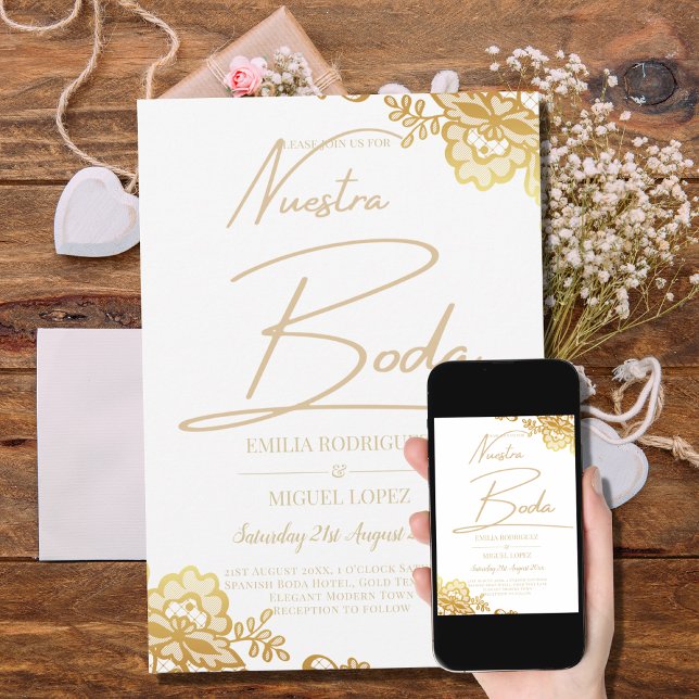 Clásico de Invitación a la Boda Blanca de encaje d (Subido por el creador)