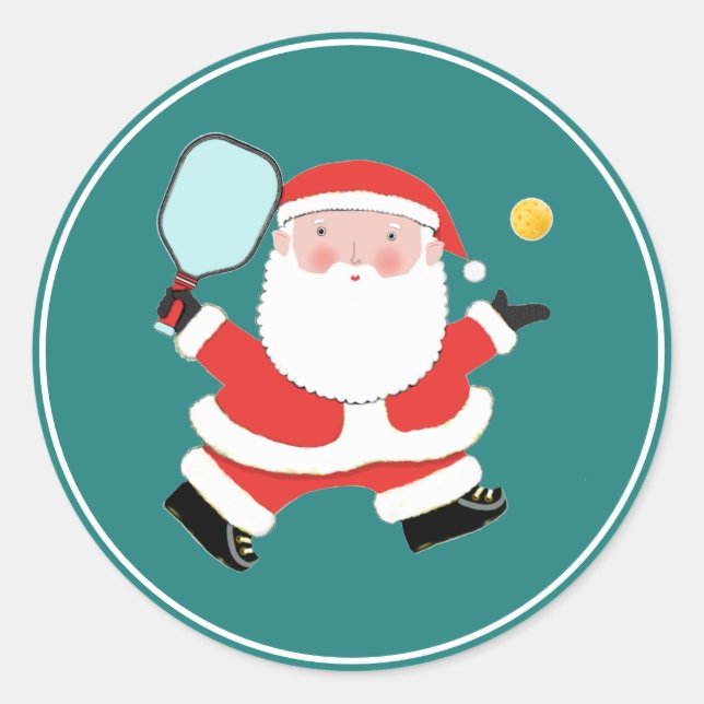 Clásico de Navidad de Pickleball Calcomanía Redond (Anverso)