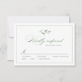 Clásico Elegance Script Greenery Wedding RSVP