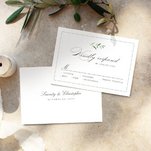 Clásico Elegance Script Greenery Wedding RSVP