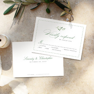 Clásico Elegance Script Greenery Wedding RSVP