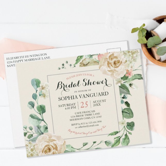 Clásico Elegante Floral Bridal Shower Invitación (Subido por el creador)