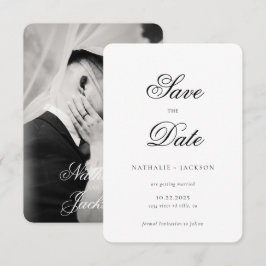 Clásico Elegante Tarjeta de Foto de Boda para Guar