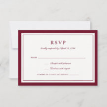 Clásico Elegante Tarjeta de Respuesta de Boda con