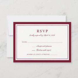 Clásico Elegante Tarjeta de Respuesta de Boda con 
