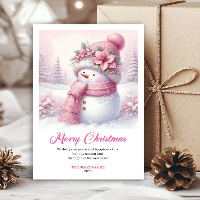 Clásico Escena Festiva Editable Pinkmas Navidad  (Classic Pinkmas Editable Festive Scene Christmas Greeting Card

)