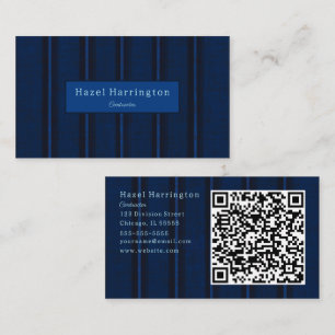 Clásico exclusivo de tarjeta de visita QR azul osc