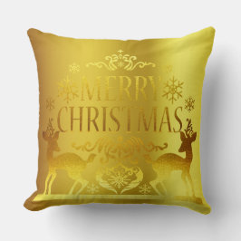 Clásico Faux Gold Feliz Navidad Almohada decorativ