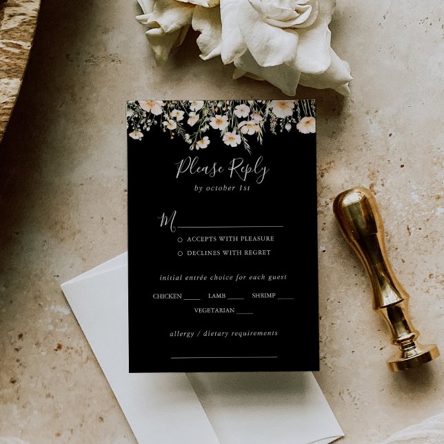 Clásico Flor silvestre Boda negro Menú Elección RS (Subido por el creador)