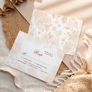 Clásico floral beige RSVP elegante escritura boda