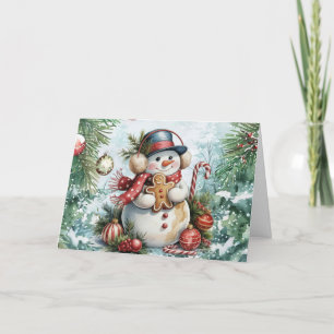 Clásico fondo de copos de Navidad con muñeco de ni