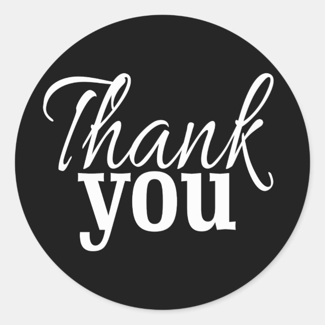 Clásico Gracias Pegatinas | Sellos Blanco Y Negro (Anverso)