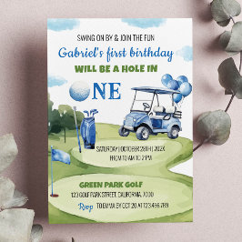 Clásico Hole De Golf En Invitación De Un Cumpleaño