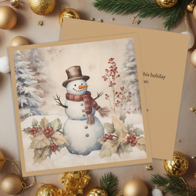 Clásico hombre de nieve vintage navidad invierno (Snowman Classic Vintage Winter Christmas Holiday)