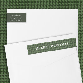 Clásico Houndstooth Verde Feliz Navidad
