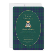 Clásico Invitación de Baby Shower Estilo Plaid Osc