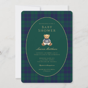Clásico Invitación de Baby Shower Estilo Plaid Osc
