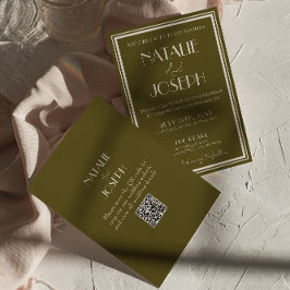 Clásico Invitación de Boda de Código QR de Lujo de