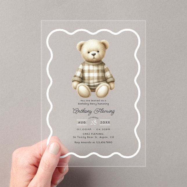 Clásico Invitación de Cumpleaños de Oso de Peluche (Insitu (portátil))