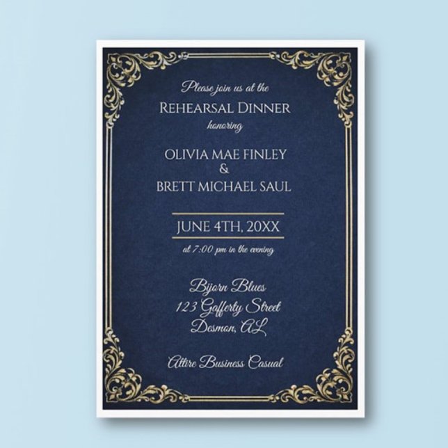 ¡Clásico! Invitación simple a la cena de ensayo (Subido por el creador)