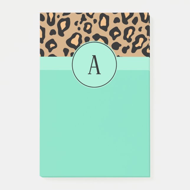 Clásico Leopard Monogrammed Post Notas (Anverso)