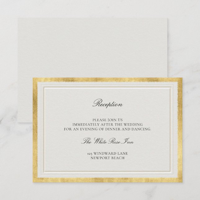 Clásico Marco Elevado Recepción de Boda en Ecru Do (Anverso / Reverso)