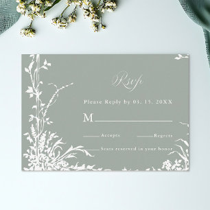 Clásico Marco Floral Boda RSVP Verde Salvia