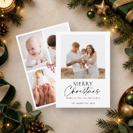 Clásico Minimalista Tarjeta Blanca de Navidad con