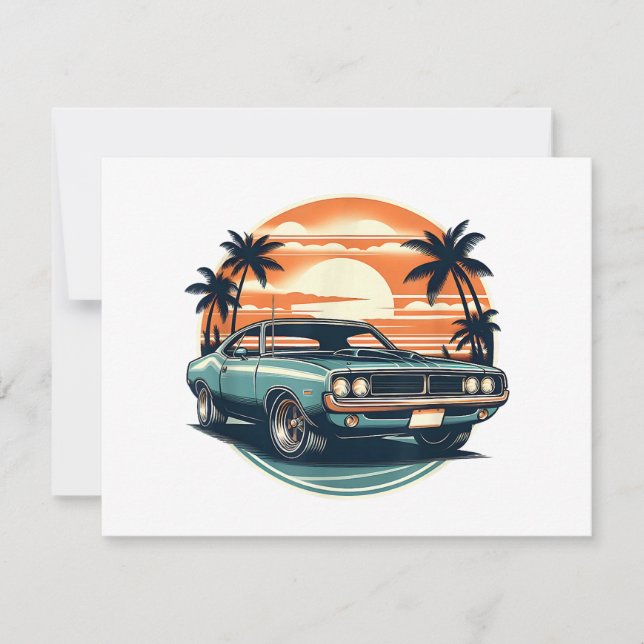 Clásico Muscularmente Car Retro Estilo Vintage (Anverso)
