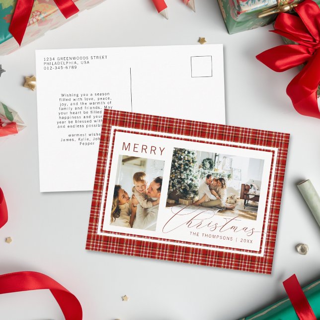 Clásico Navidad Rojo Cuadro de Gingham Dos Foto (Subido por el creador)