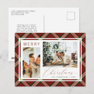 Clásico Navidad Verde Gingham Cuadro Dos Foto