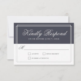 Clásico Navy Blue Simple Elegant Wedding RSVP