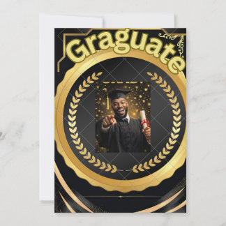 clásico negro oro, plantilla de foto de graduación