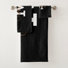 Clásico nombre de monograma de moda de oro negro