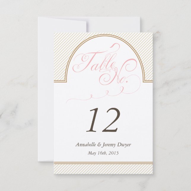 Clásico Número de Mesa Rayas de Oro (Anverso)