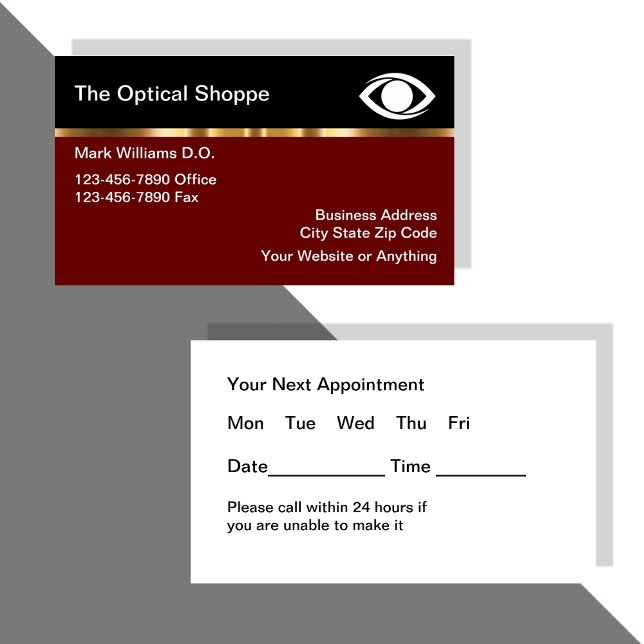 Clásico Ophthalmólogo Cita Tarjetas de visita (Subido por el creador)