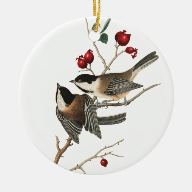 Clásico Ornamento de Navidad Blanco Cerámico Chick (Frente)