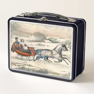 Clásico Paseo en Trineo 1853 Currier Ives Camino I