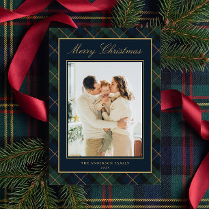 Clásico Plaid Elegante Foto de Navidad Familiar