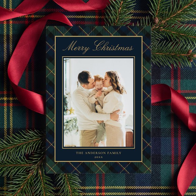 Clásico Plaid Elegante Foto de Navidad Familiar (Subido por el creador)
