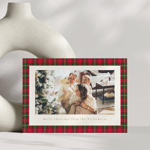 Clásico Plaid Rojo Verde Navidad Foto Horizontal