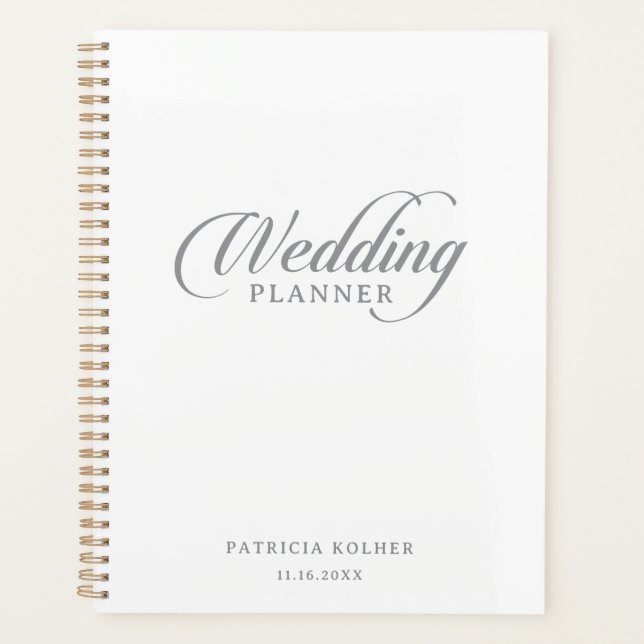 Clásico Planificador de Boda con Caligrafía Chic  (Anverso)