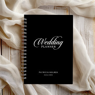 Clásico planificador de boda con caligrafía en bla