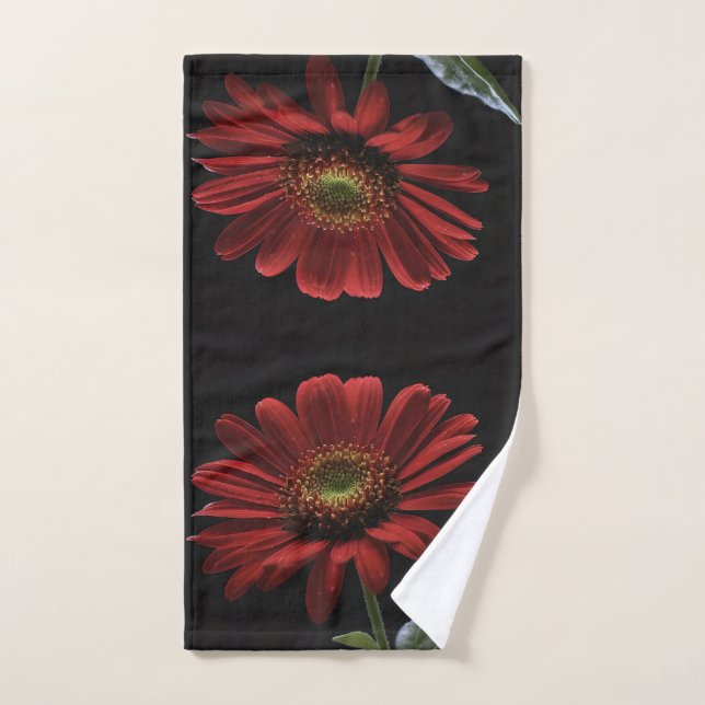 Clásico Red Daisy En Negro, (Toalla de mano)