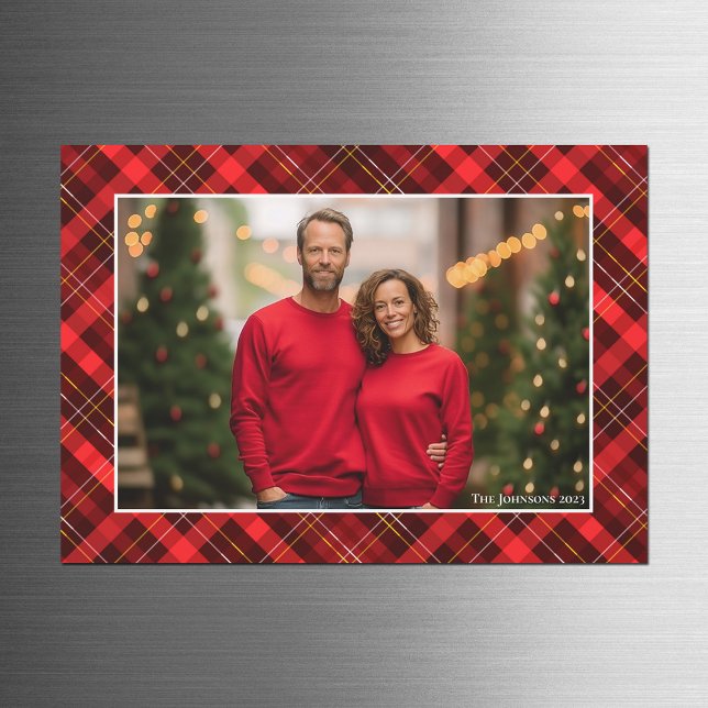 Clásico Red Plaid Tartán Navidades Photo Magnet (Subido por el creador)