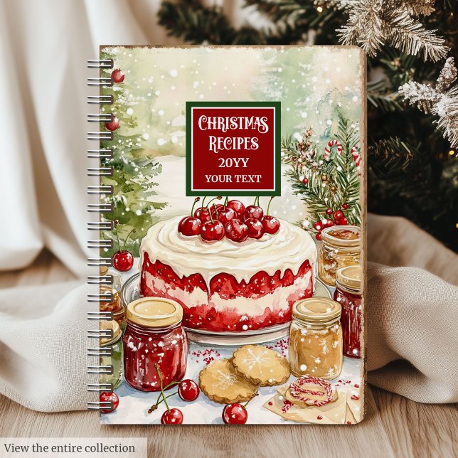 Clásico regalo personalizado para cuaderno de rece (Classic holiday recipe notebook personalized gift)