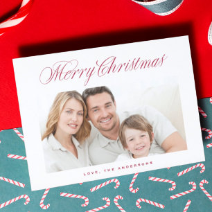 Clásico Rojo Caligrafía Feliz Navidad